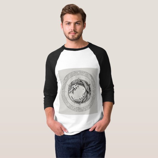Dragon celtic zwart grijs abstract tattoo t-shirt (Voorkant volledig)