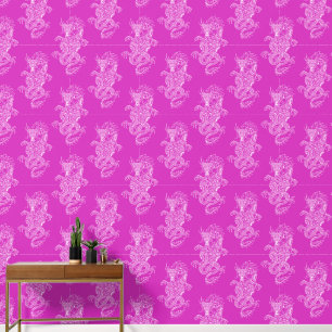 Dragon Chinese Style Hot Pink Behang