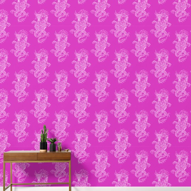 Dragon Chinese Style Hot Pink Behang (Hal)