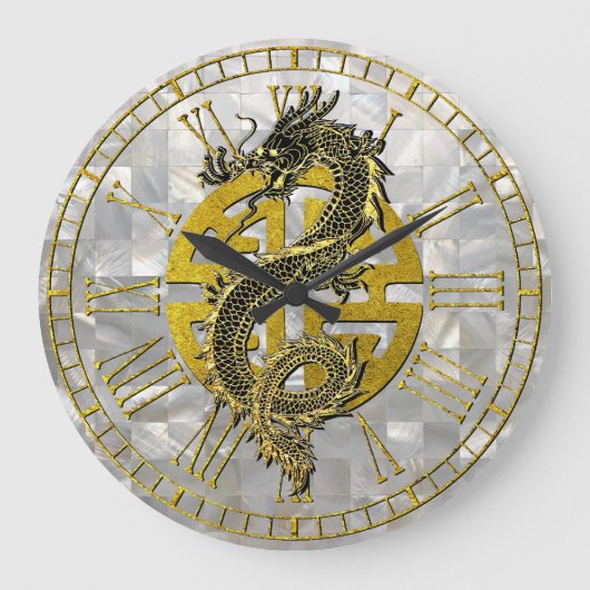 Dragon Chinese Symbool Moeder parelpatroon Grote Klok (Voorkant)