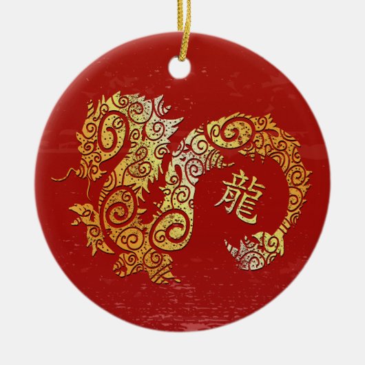 Dragon Chinese Zodiac Horoscoop sterrenbeeld Keramisch Ornament (Voorkant)