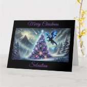 Dragon Christmas Fantasy Kaart (Gele Bloem)