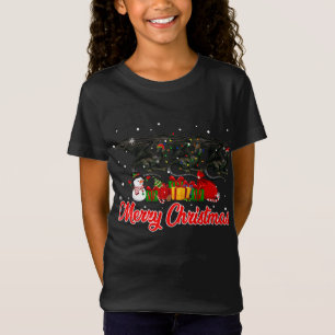 Dragon Christmas Pyjama Grappige Xmas Lights Diere T-shirt