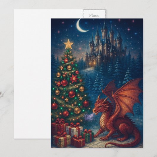 Dragon Christmas Tree Feestdagenkaart (Voorkant / Achterkant)