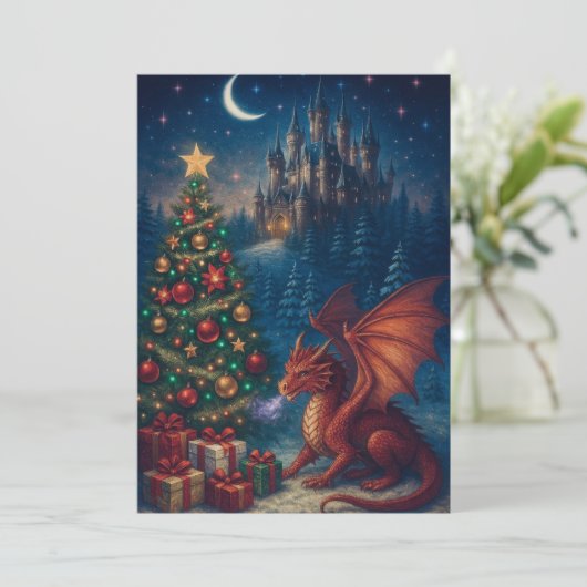 Dragon Christmas Tree Feestdagenkaart (Staand voorkant)
