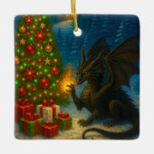 Dragon Christmas Tree Holiday Ceramic Ornament (Voorkant)