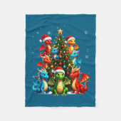 Dragon Christmas Tree Squad Santa Hat Fantasy Myth Fleece Deken (Voorkant)