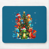 Dragon Christmas Tree Squad Santa Hat Fantasy Myth Muismat (Voorkant)