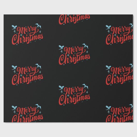 Dragon Christmas Wrapping Paper Cadeaupapier (Vlak)