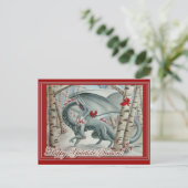 Dragon Christmas Yule Card Feestdagenkaart (Staand voorkant)