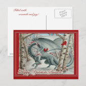 Dragon Christmas Yule Card Feestdagenkaart (Voorkant / Achterkant)