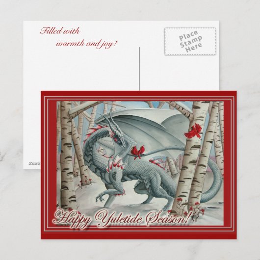Dragon Christmas Yule Card Feestdagenkaart (Voorkant / Achterkant)