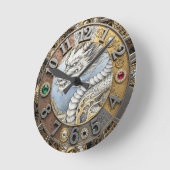  Dragon Clock, Goud, Juwelen, Kunst Ronde Klok (Hoek)