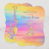 Dragon Colorful Gold Glitter Baby shower Kaart (Voorkant / Achterkant)