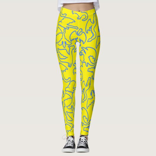 Dragon contour patroon 03.b B Geel BG Leggings (Voorkant)