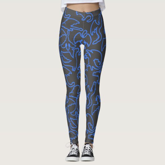 Dragon contour patroon 03.b D Grijs BG Leggings (Voorkant)