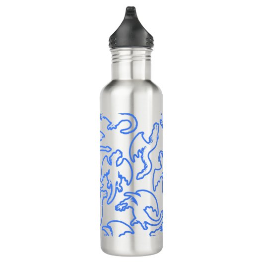 Dragon contour patroon 03.b L Geel BG Waterfles (Rechts)