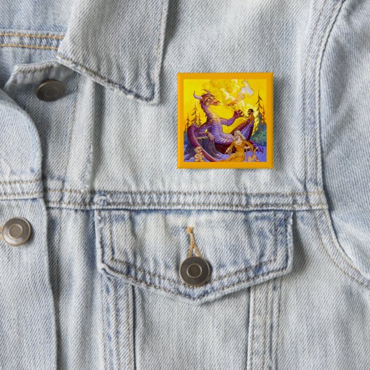 Dragon Cookout Vierkante Button 5,1 Cm (In situ)