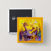Dragon Cookout Vierkante Button 5,1 Cm (Voorkant /achterkant)