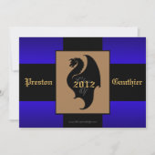Dragon Crest Blue Senior Afstuderen Invitation Kaart (Voorkant)