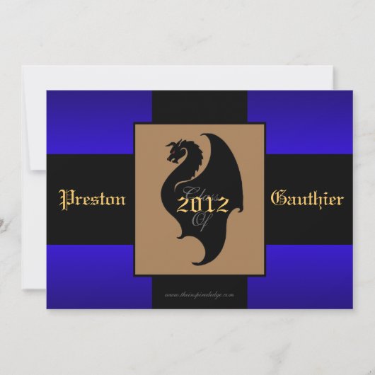 Dragon Crest Blue Senior Afstuderen Invitation Kaart (Voorkant)
