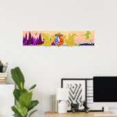 Dragon Crest Cute Cartoon Dragons World Poster (Thuiskantoor)