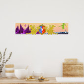 Dragon Crest Cute Cartoon Dragons World Poster (Keuken)