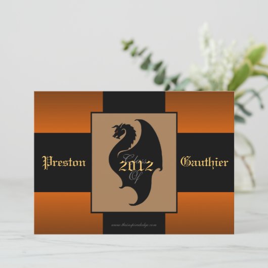 Dragon Crest Oranje Hogere Uitnodiging van het Afs (Staand voorkant)