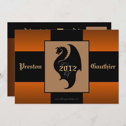 Dragon Crest Oranje Hogere Uitnodiging van het Afs (Voorkant / Achterkant)