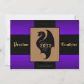 Dragon Crest Paarse Senior Afstuderen Invitation Kaart (Voorkant)