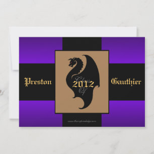 Dragon Crest Paarse Senior Afstuderen Invitation Kaart