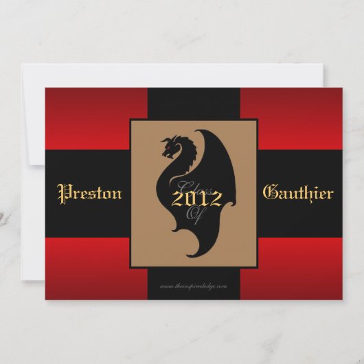 Dragon Crest Red Glow Senior Afstuderen Invitation Kaart (Voorkant)