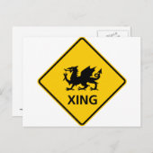 Dragon Crossing Highway Sign Briefkaart (Voorkant / Achterkant)