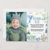 Dragon Cute Boy Birthday Watercolor Bedankkaart (Voorkant)