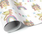 Dragon Cute Castle Magical medieval Funny Cadeaupapier (Rol Hoek)