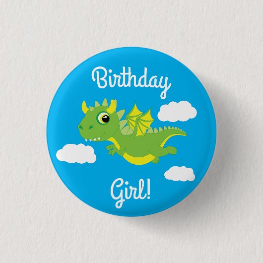 Dragon Cute Kind Birthday Ronde Button 3,2 Cm (Voorkant)