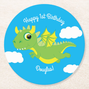 Dragon Cute Kind Birthday Ronde Kartonnen Onderzetter