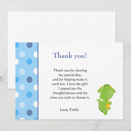 Dragon Dank u wel, opmerking Notitiekaartje (Voorkant / Achterkant)