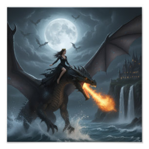 Dragon - Dark Queen rijdt Foto Afdruk