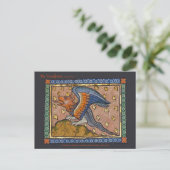 Dragon decorative gold leaf medieval CC0891 Briefkaart (Staand voorkant)