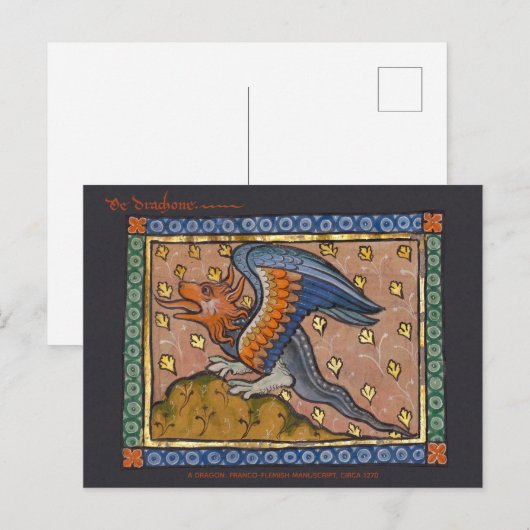 Dragon decorative gold leaf medieval CC0891 Briefkaart (Voorkant / Achterkant)