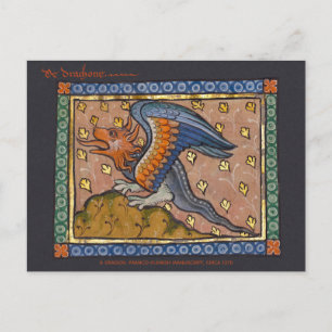 Dragon decorative gold leaf medieval CC0891 Briefkaart