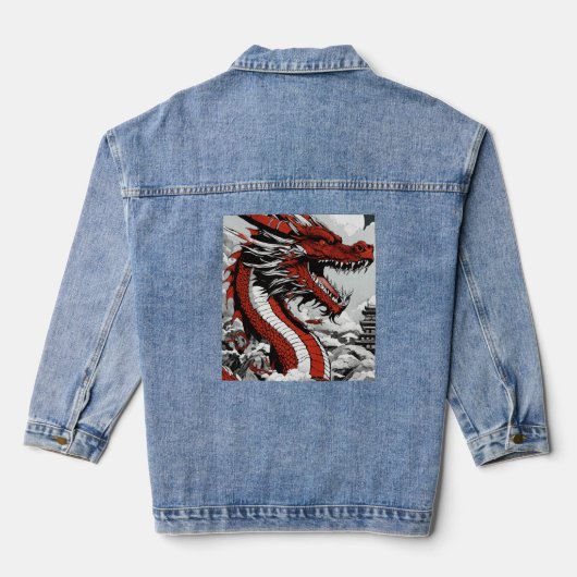Dragon Denim jas maakt modieus design Denim Jacket (Achterkant)