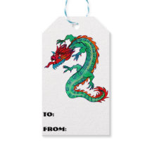 Dragon Design op Gift Labels