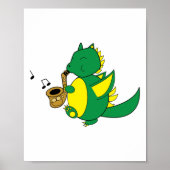 Dragon die Saxophone Muziek speelt Poster (Voorkant)
