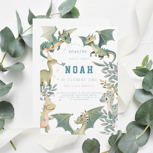 Dragon & Dino eerste verjaardag Kaart