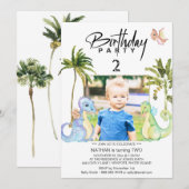 ** Dragon Dinosaur 2 TWO AR21 Foto Verjaardag Kaart (Voorkant / Achterkant)