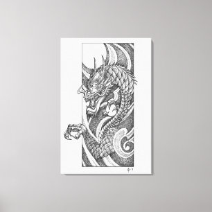 Dragon Dotwork Ryu Canvas Afdruk