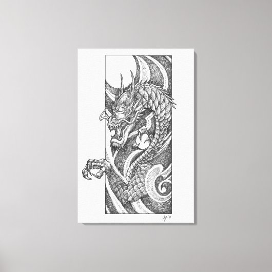 Dragon Dotwork Ryu Canvas Afdruk (Voorkant)