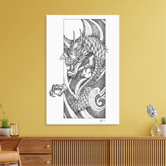 Dragon Dotwork Ryu Canvas Afdruk (Insitu (Woonkamer))